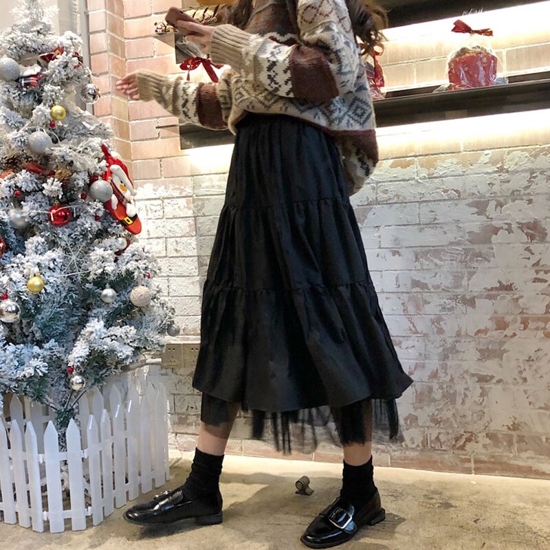 Women Boho Long Skirt High Waist Ruffles White Beach Skirts Pink Jupe Femme Tulle Skirt Saia Midi Faldas