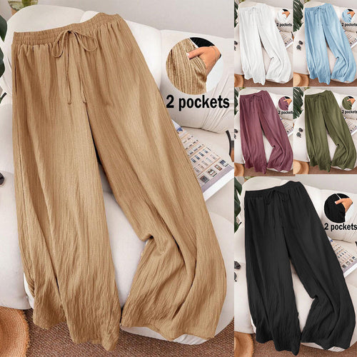 High-Waisted Flowy Loose Boho Wide-Leg Pants for Women Plus Size