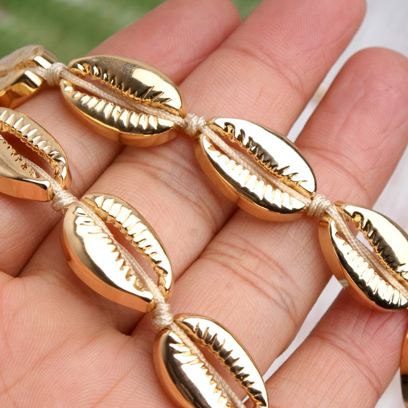 Bohemian Puka Shell Jewelry Set Fashion Harajuku Choker Necklace Charm Bracelet for Women Boho Jewelry