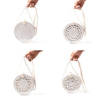 White Round Rattan Bags For Women Boho Beach Crossbody Bag Straw Handmade Woven Circle Shoulder Bag Female Handbags
