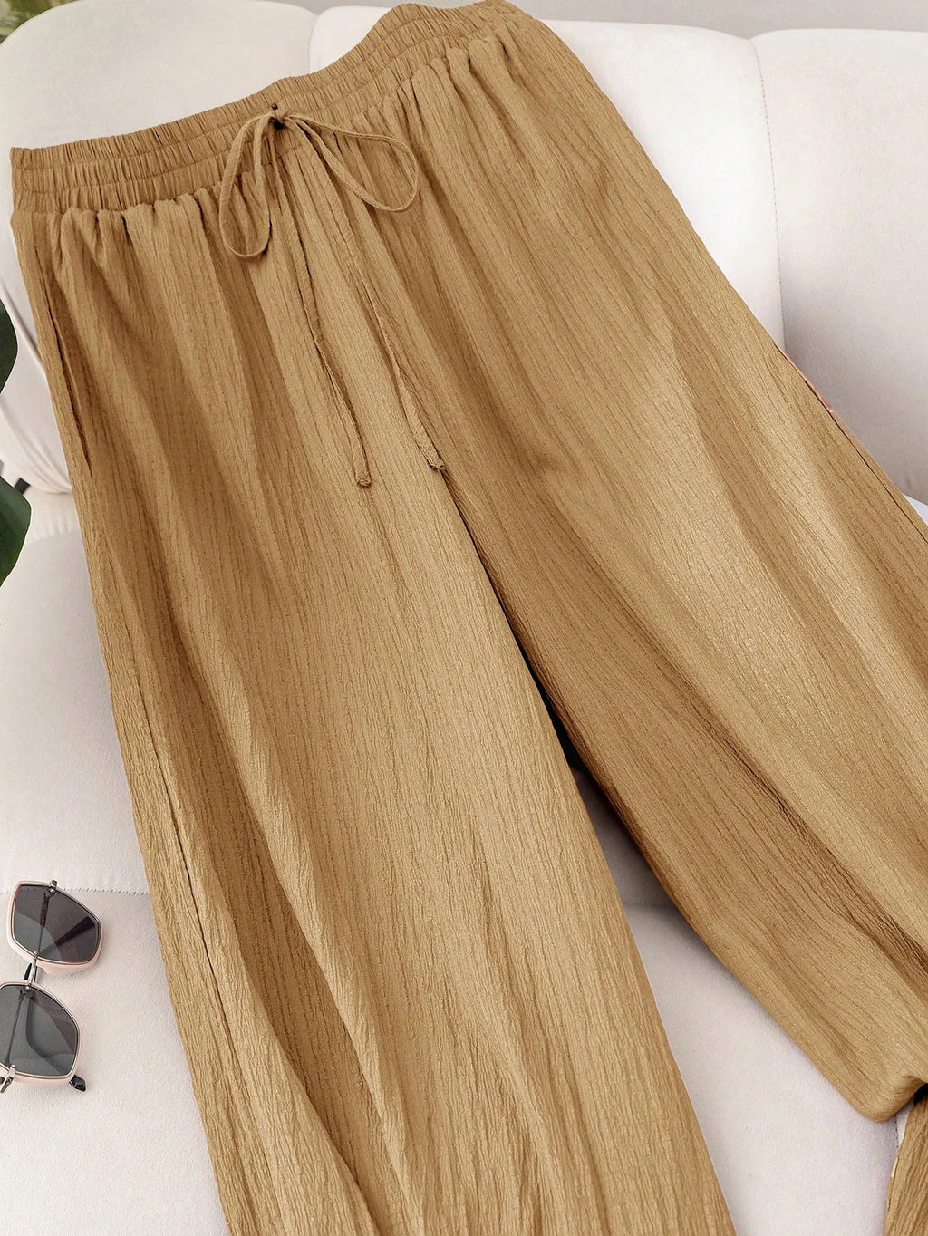 High-Waisted Flowy Loose Boho Wide-Leg Pants for Women Plus Size