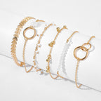 Tocona Bohemian Gold Tassel Bracelets for Women Boho Jewelry Geometric Leaves Beads Layered Hand Chain Charm Bracelet Set