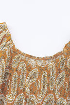 Yellow Boho Paisley Long Sleeve Floral Dress
