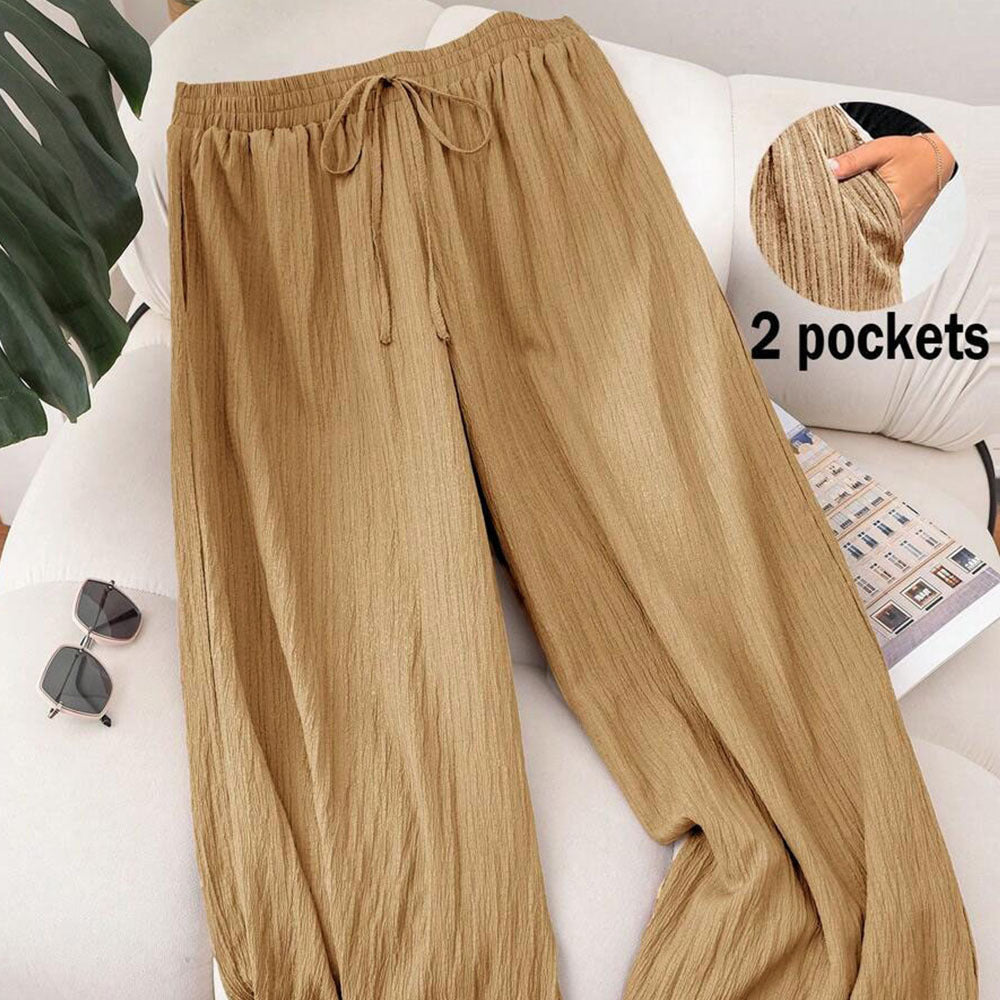 High-Waisted Flowy Loose Boho Wide-Leg Pants for Women Plus Size
