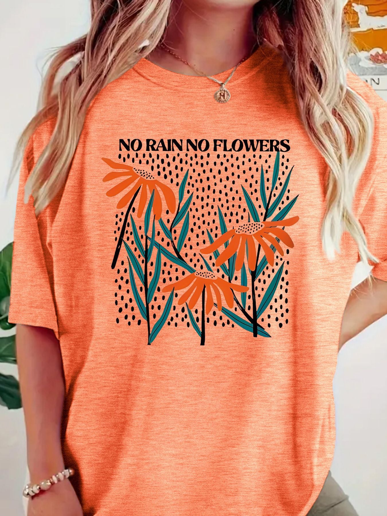 Boho Wildflowers Cottageecore round neck loose short sleeved shirt