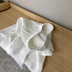 White Linen-Blend Wide-Leg Pants for Women, Summer Lightweight Loose Boho Drapey  Casual Straight Trousers